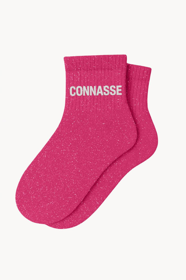 "CONNASSE" Glitter Ankle Socks - Fuchsia Pink