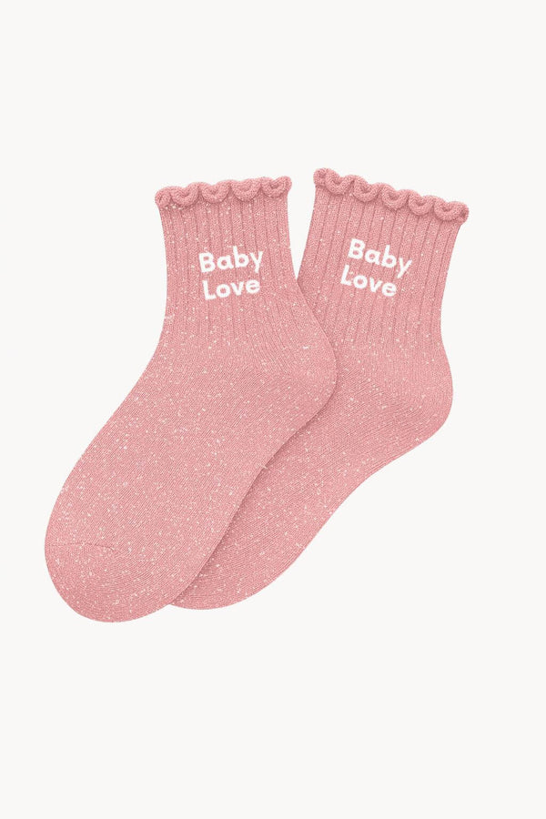 Children's Glitter Socks "Baby Love" - Pink