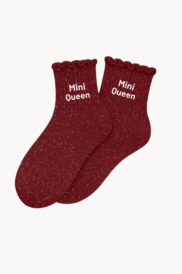 "Mini Queen" Sequin Kids Socks - Cherry Pop