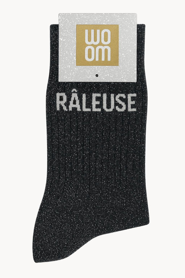"Grumpy" Sequin Socks - Black