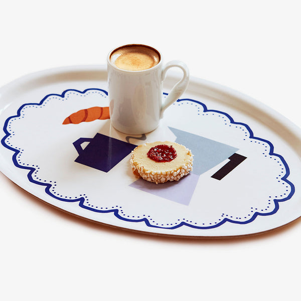 COFFEE TIME Oval Serving Tray - 31x22cm
