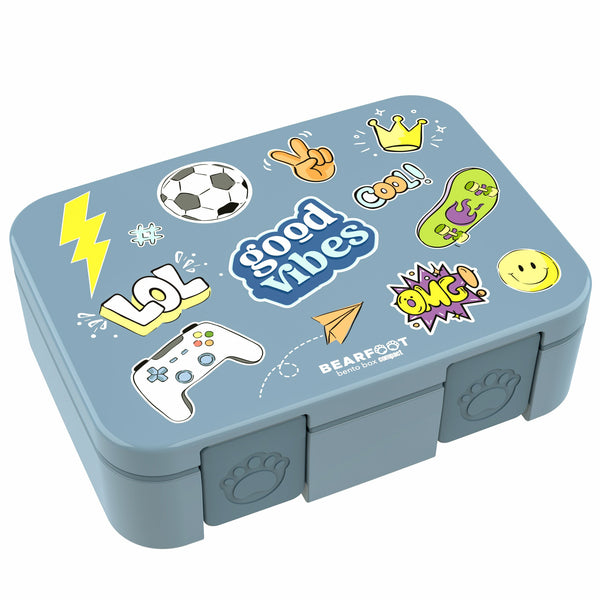 Lunch box with compartments, lightweight & leak-proof - Blue sticker