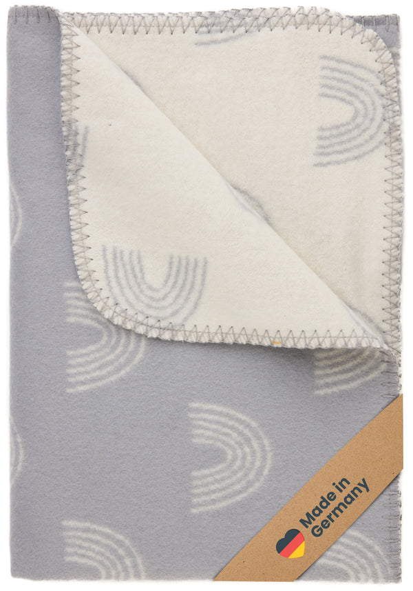 Organic Cotton Baby Blanket, Made in Germany, Rainbow - Grey