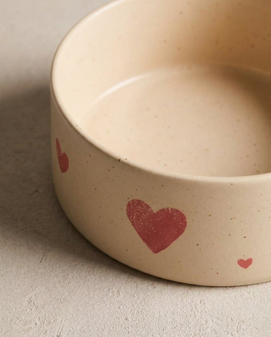 Cozy Hearts Gamelle pour animaux en grès 16,5 cm ensemble de 2 pièces
