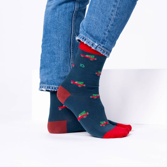 Christmas Jeep Pattern Combed Cotton Socks