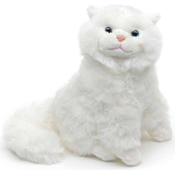 Chat persan blanc, assis - peluche Uni Toys