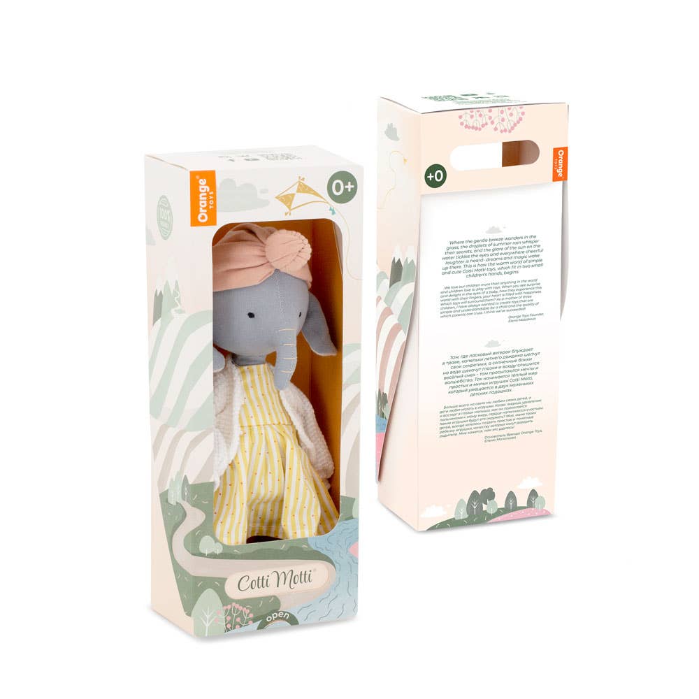 Cotton soft toy Alicia the elephant (30 cm) - 0+