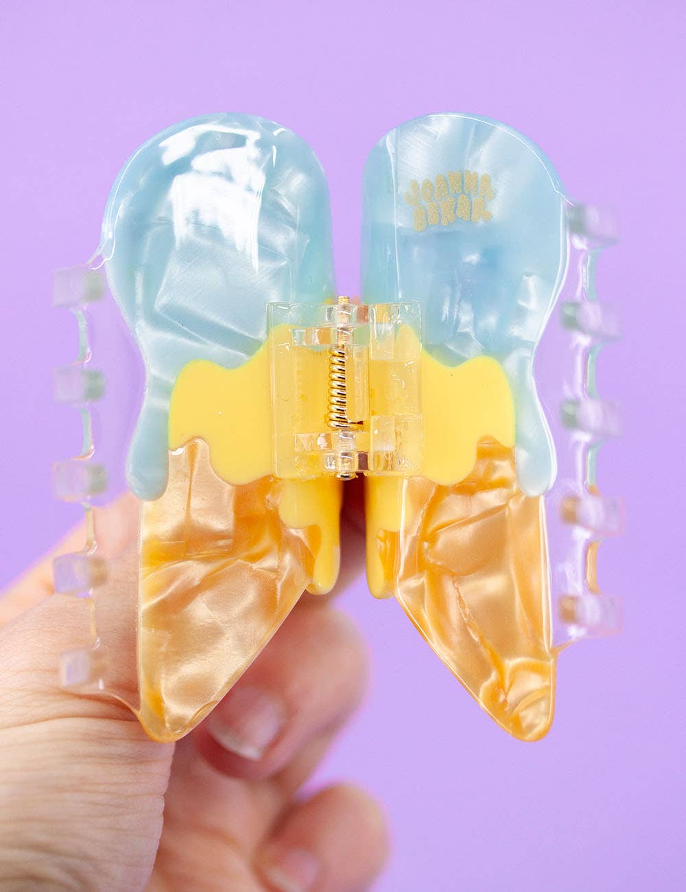 Pince à cheveux jaune turquoise rêve de glace – Dents larges | Joanna Behar – vue 2