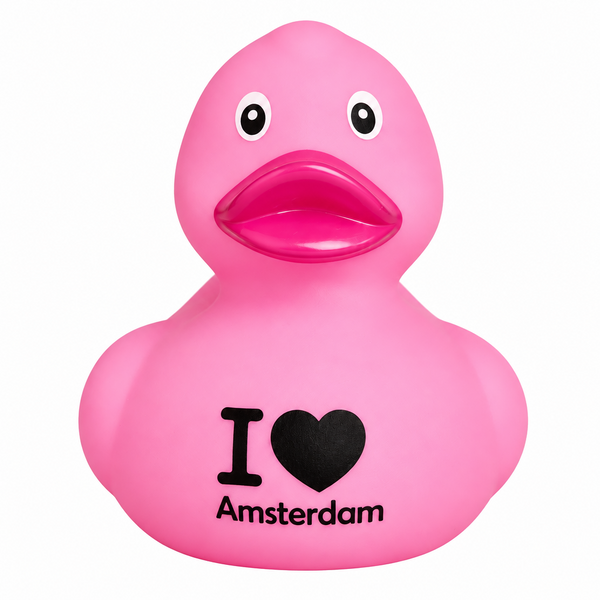 Canard « I LOVE Amsterdam » Dutch Ducky – coloris rose – vue 2