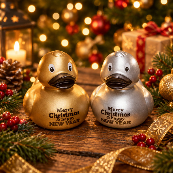 Canard "Merry Christmas & Happy New Year" - Doré - Dutch Ducky - vue 2