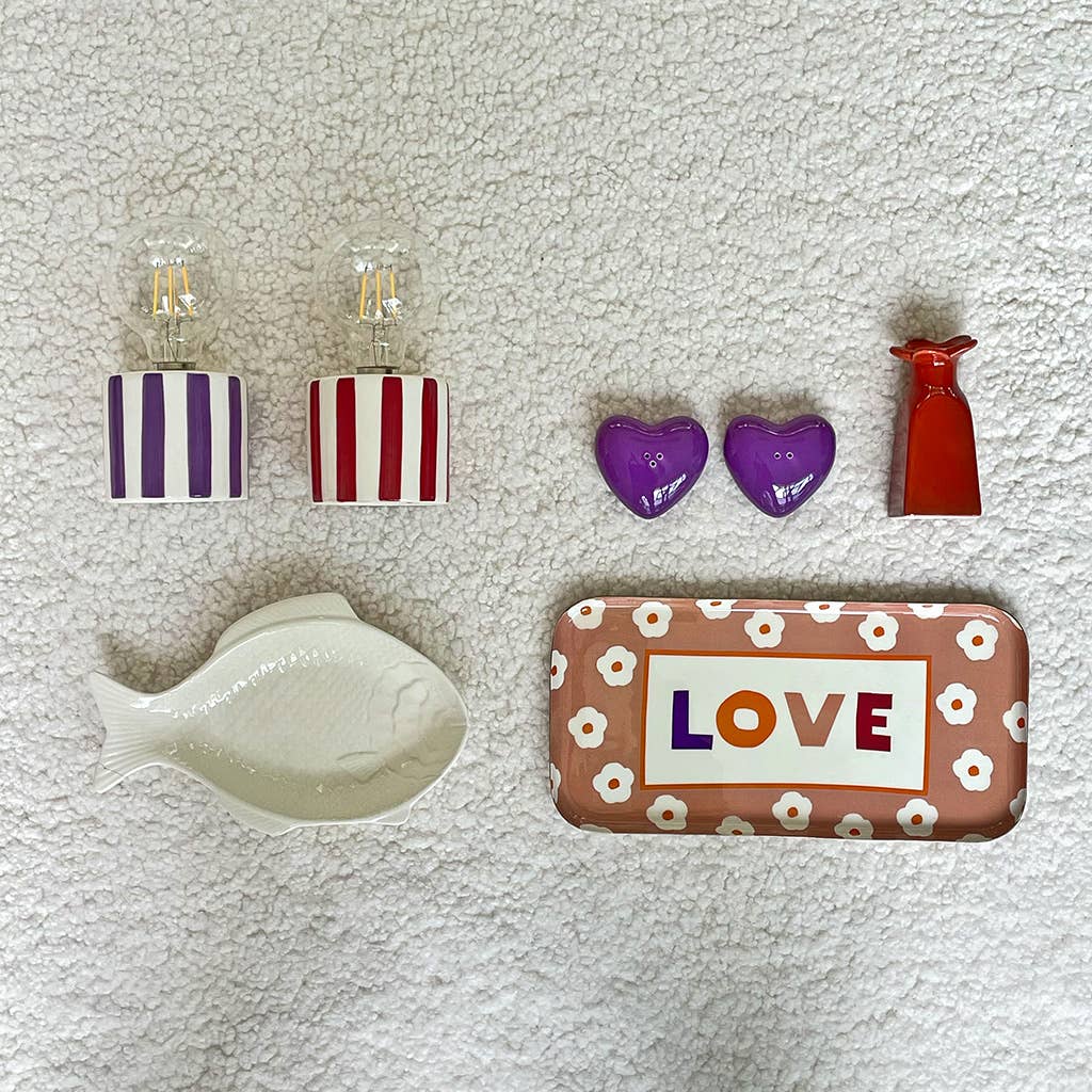 Purple heart salt and pepper set W7 D6.5 H2cm