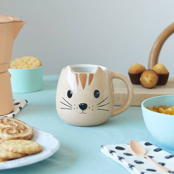 Mug, cat, orange, 400 ml, with handle, ceramic