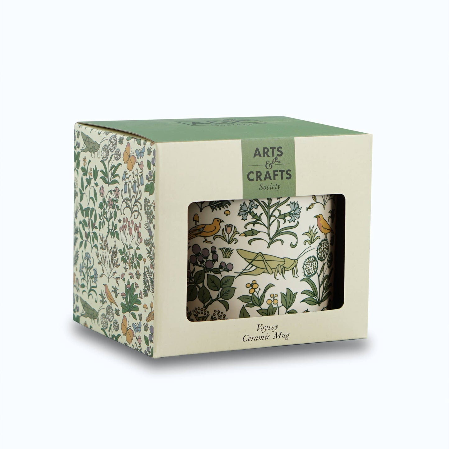 Voysey Ceramic Mug Botanical Garden Wildlife Cream