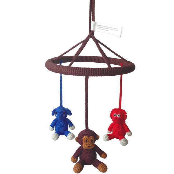 Mobile with elephant, monkey and orangutan