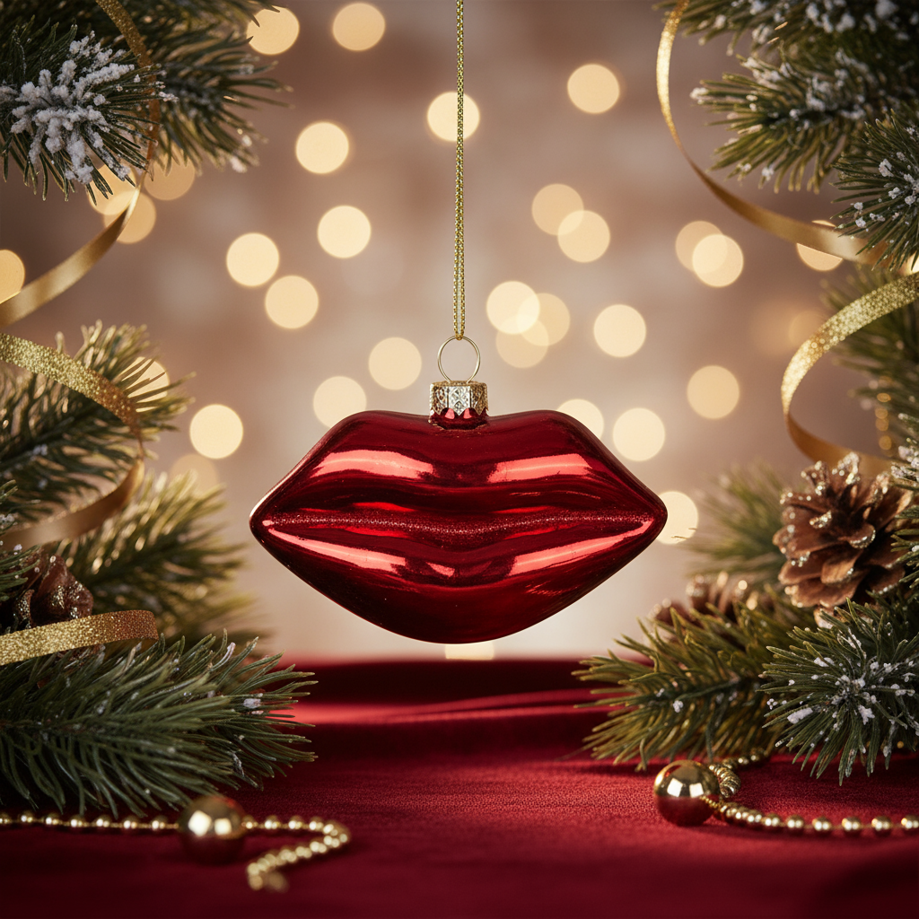 Red Lips Christmas Bauble