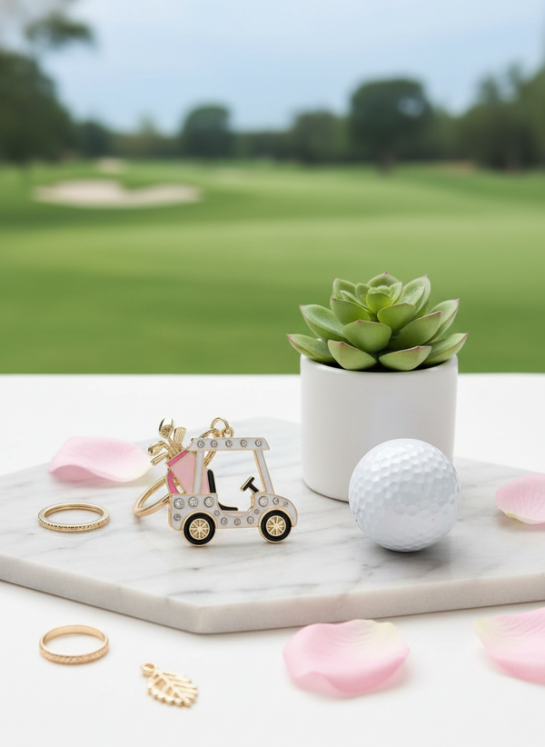 Golf Cart Keychain - White