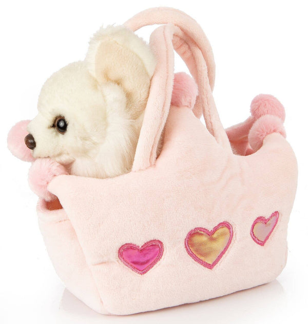 Chihuahua (blanc) - avec sac de princesse - peluche Uni Toys