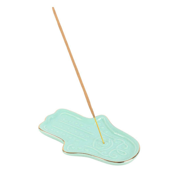 Blue Hamsa Hand Ceramic Incense Holder