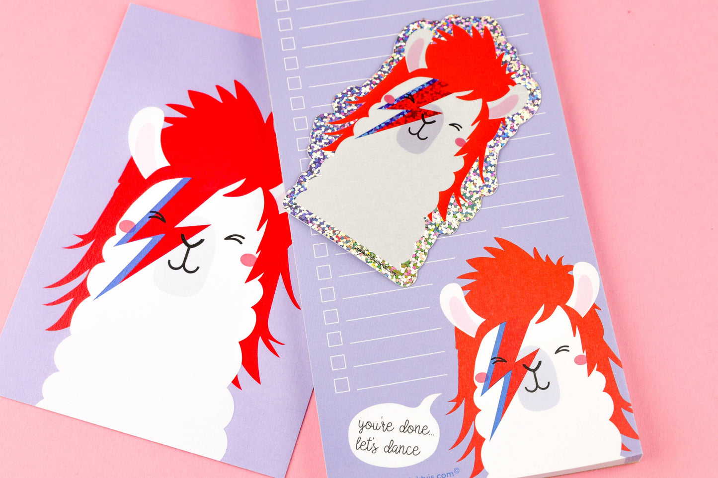 David Bowie Ziggy Stardust Llama Glitter Sticker