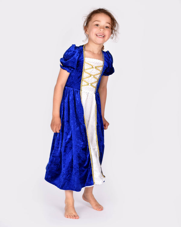 Blue velvet princess dress for 2-4 years (size 98-104)