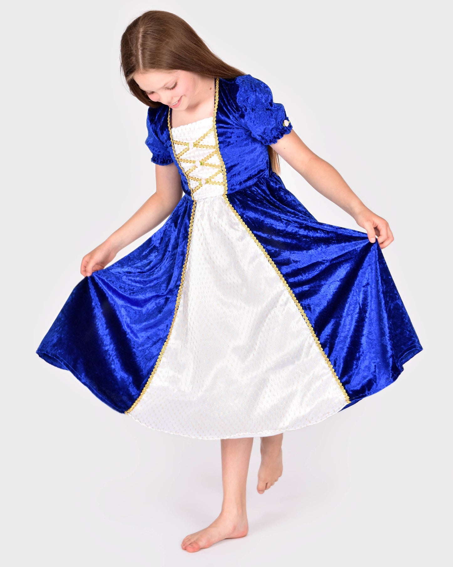 Robe de princesse en velours bleu pour 2-4 ans (taille 98-104)