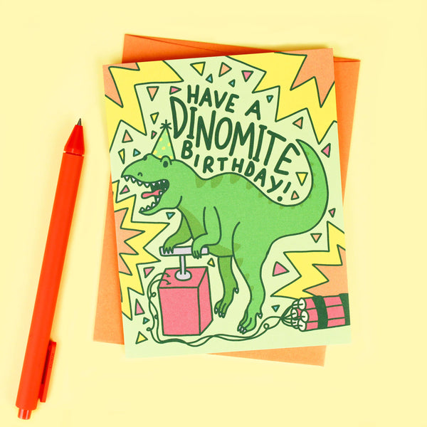 T-Rex Dinosaur Birthday Card “Have a Dinomite Birthday”
