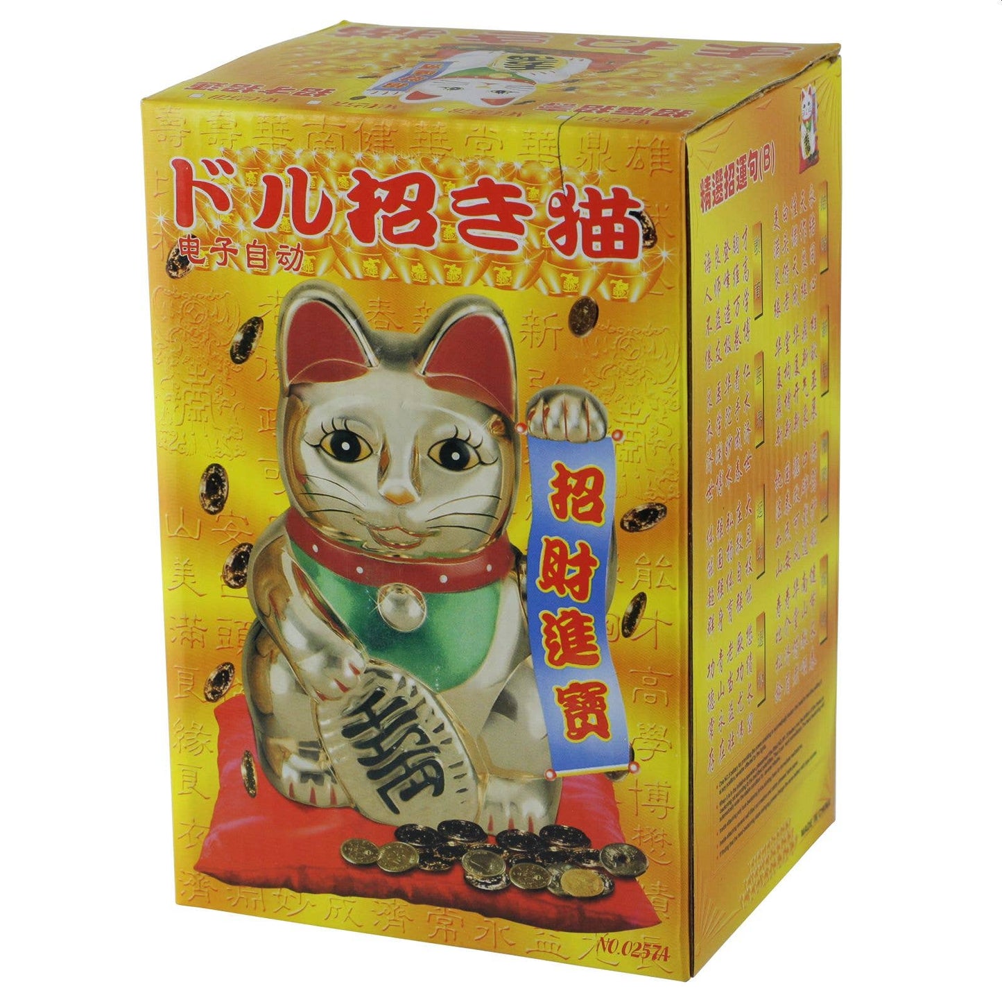 Chat chanceux blanc 18cm