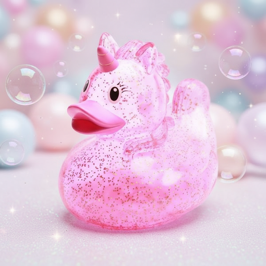 XL Glittery Pink Unicorn Duck