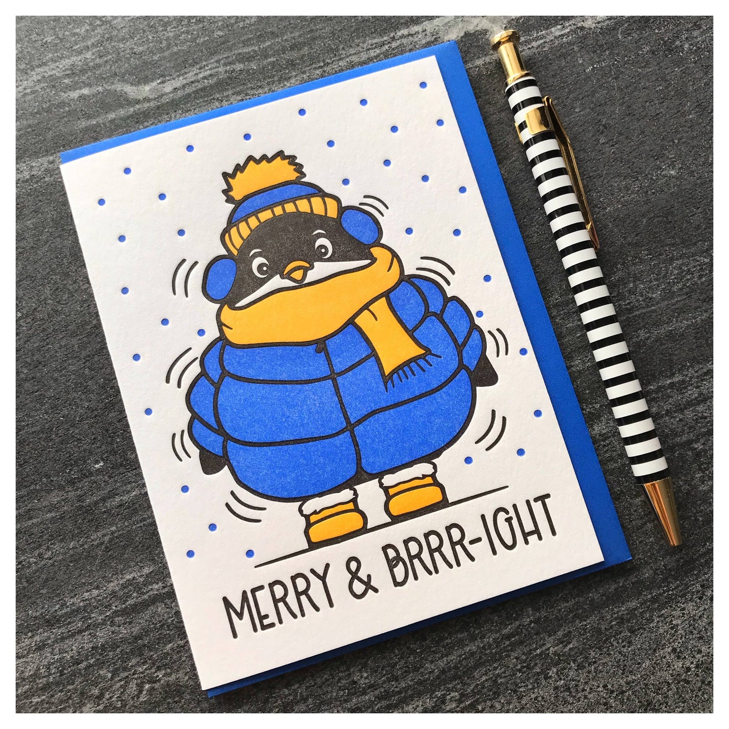 Penguin Greeting Card "Merry & Brrright"