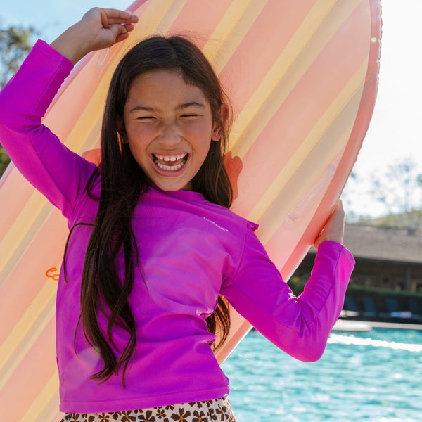 UV Swimming T-Shirt Long Sleeves - Purple - Wild Fuchsia
