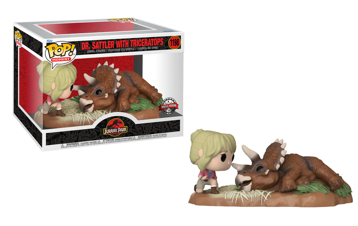 jurassic park funko pop moment dr sattler with triceratops special edition