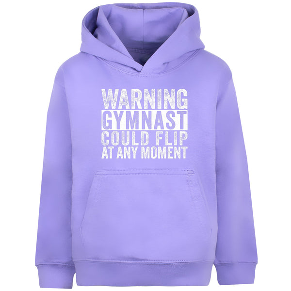 Fringoo Gymnastic Hoodie for Kids Cotton Rich Soft Hooded Sweatshirt - Gymnast Warning Purple