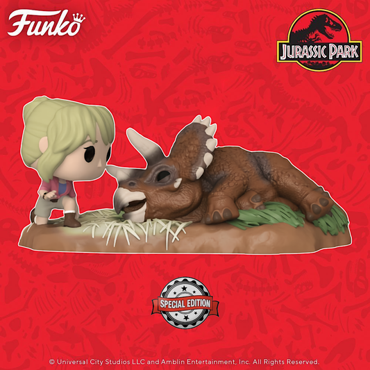 jurassic park funko pop moment dr sattler with triceratops special edition