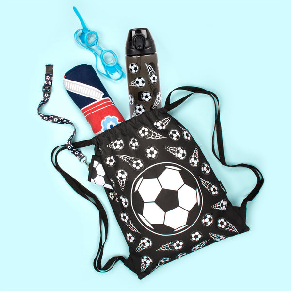 Gourde avec paille - Football noir