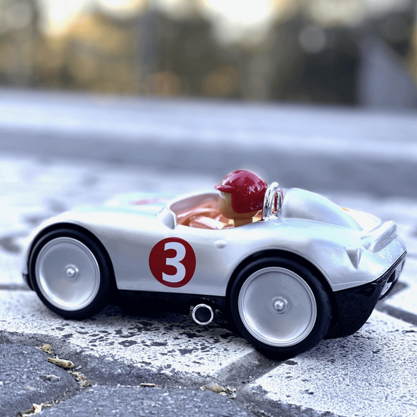 The silver racing car