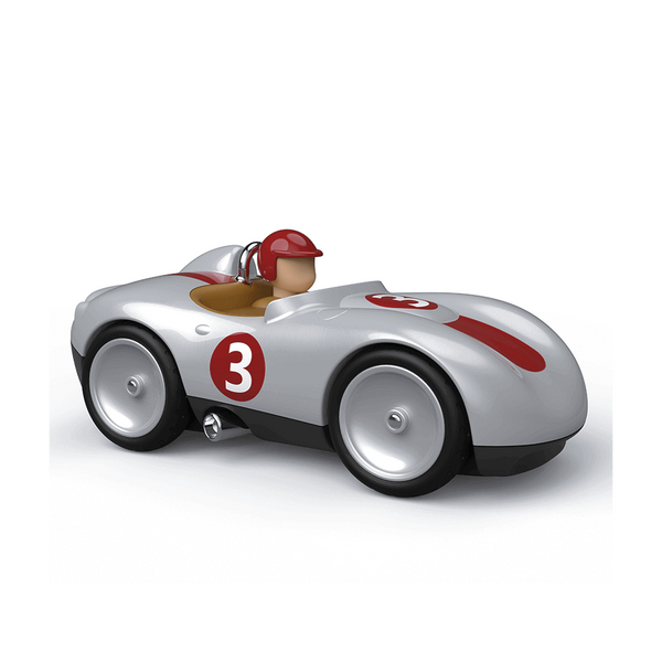The silver racing car