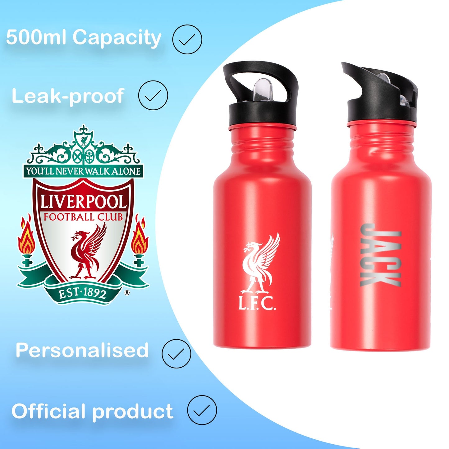 Liverpool FC Personalized Metal Water Bottle 500ml