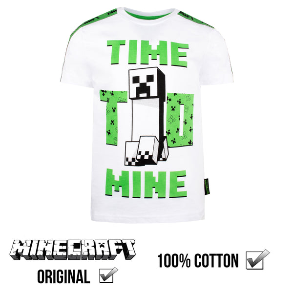 T-shirt Minecraft – 'Time to Mine' T-shirt – blanc