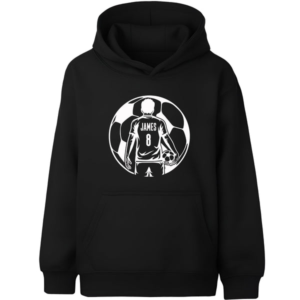 Fringoo Football Hoodie Black for Boys Cotton Rich Soft Hooded Sweatshirt - Football Ball Black