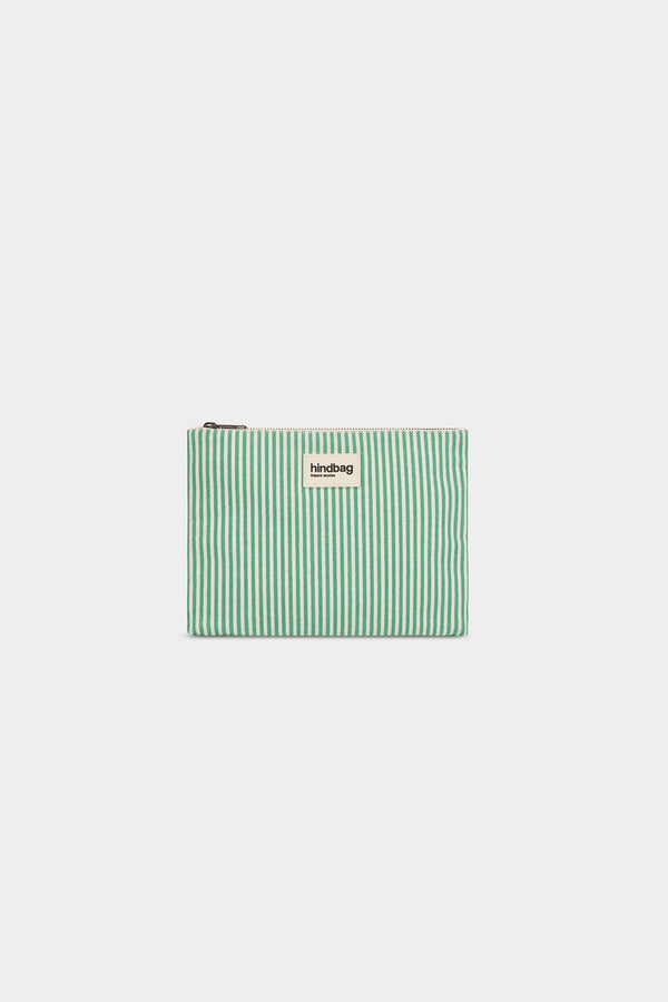 Ema Striped Green Pouch