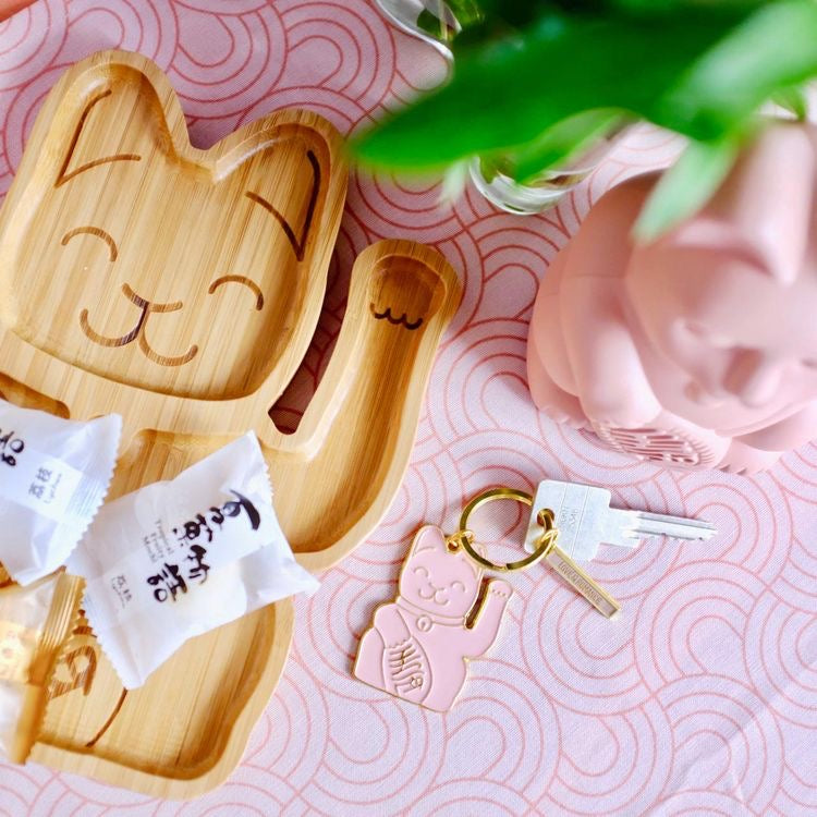 porte cles chat chanceux rose donkey