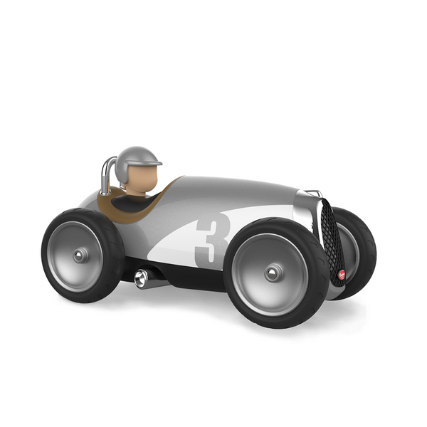 Silver racing car