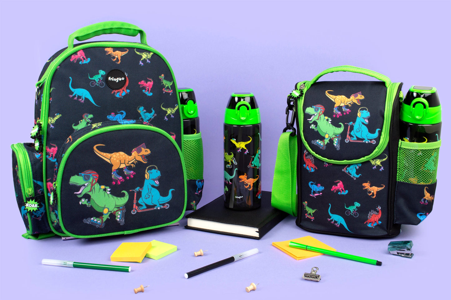 Strap Lunch Bags - Dinosaur Skaters