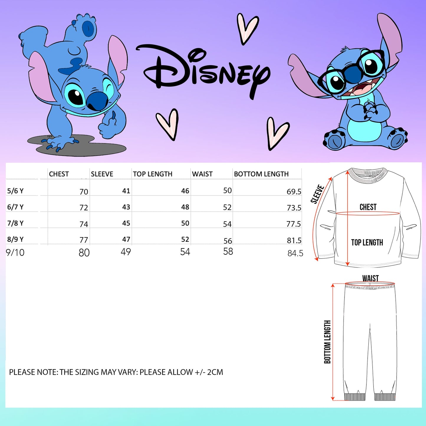 Disney Stitch Personalised Initial Pyjamas