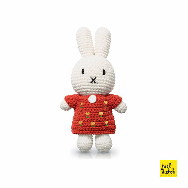 Peluche en Crochet Miffy - Robe Tulipes Rouge