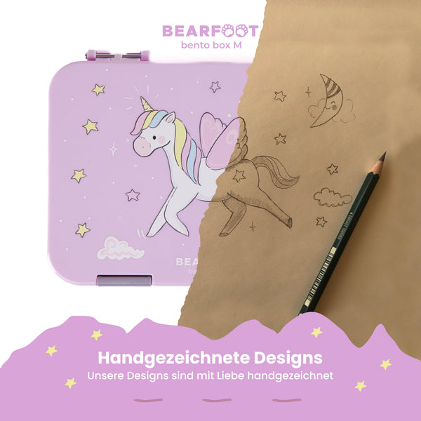 Kids' Lunch Box with Compartments, Bento Box - Unicorn Purple