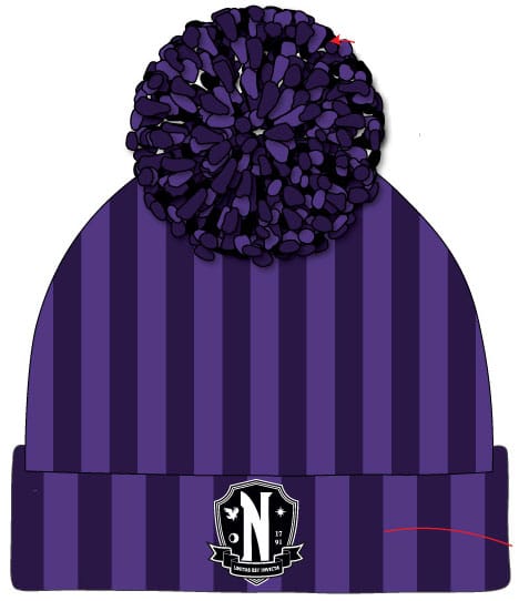Pom-Pom Wednesday Beanie - Nevermore Logo