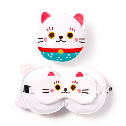 Relaxeazzz Lucky Cat Round Plush Travel Pillow
