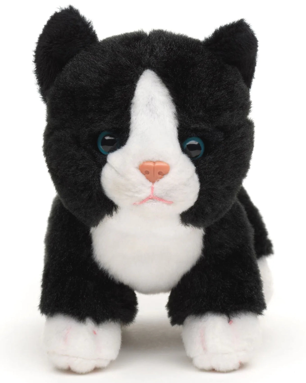 Peluche chaton tuxedo noir et blanc debout