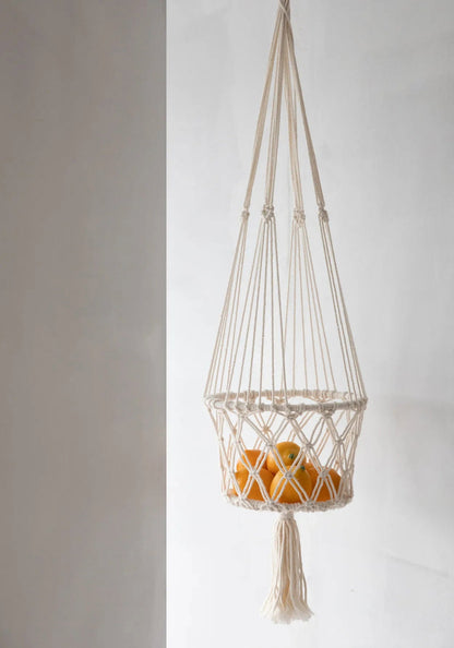 Suspension pour plante en macramé – Blanc L